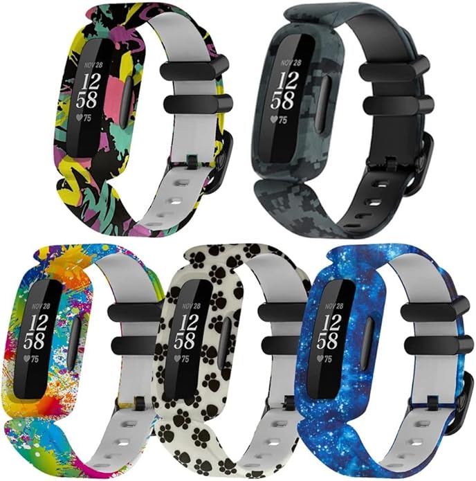 FitTurn Cute Pattern bands Compatible with Fitbit Ace 3 Activity Tracker, Replacement Adjustable Silicone Sport Strap Wristbands Accessories for Ace 3 Tracker