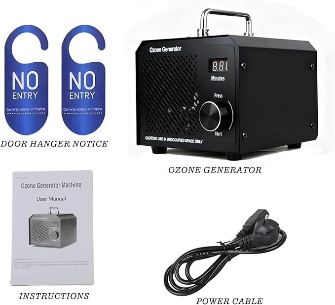 Ozone Generator 60,000mg/h-High Capacity Ozone Odor Eliminator Odor Removal Air Purifier Ionizer & Deodorizer for Car, Home, Smoke, Pets, Industrial, Basement, Commercial