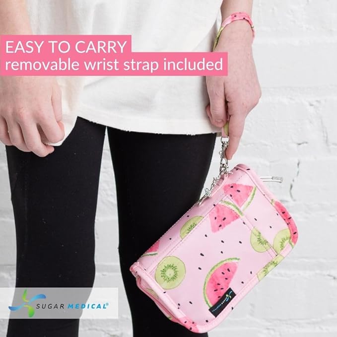 Sugar Medical Diabetes Supply Case | Medical Supplies Travel Bag | Glucose Meter Organizer | Diabetic Care Products | Glucometer Kit (Watermelon)