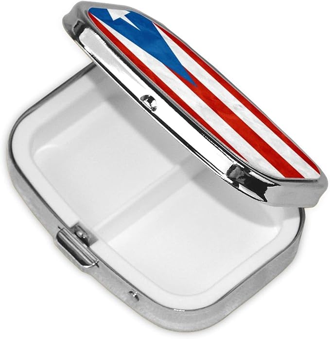 Men Women Pill Organizer, Puerto Rico Flag Pill Container Case with Moisture-Proof Design, Medicine Organizer for Vitamin, Fish Oils, Supplement