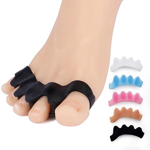 ProGuard Black Toe Separators – Professional Bunion Corrector & Hammer Toe Straightener for Overlapping Toes, Plantar Fasciitis Relief – Heavy-Duty Gel Toe Spacers for Running, Workouts & Daily Use – Washable & Reusable (2 Pairs)