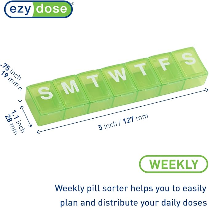 EZY DOSE Pill Cutter, Splitter, Dispenser with 7-Day Pill Organizer, Vitamin Planner, and Medicine Box