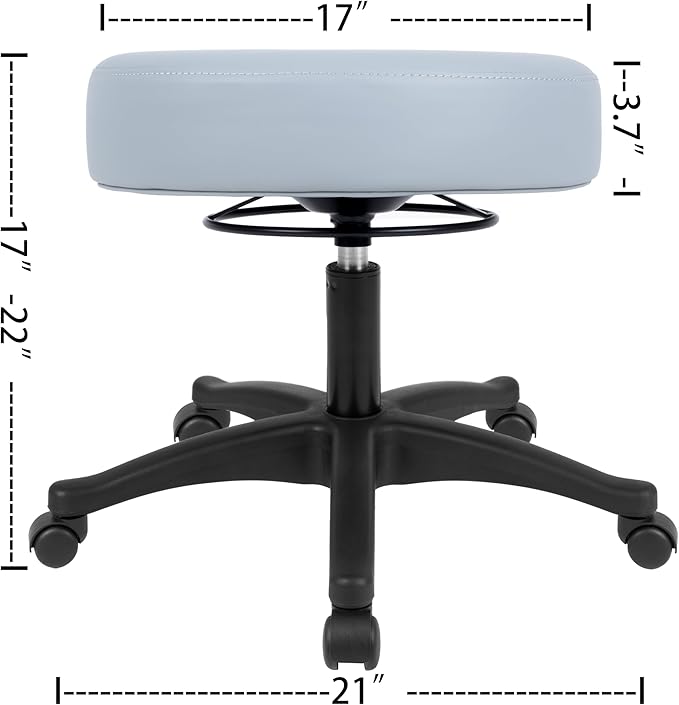 TAKE UR SEAT® All-Purpose Stools with Adjustable Seat and Easy Clean Performance Fabrics for Cleanroom Lab Medical Office Classroom Shop Garage Spa Massage Tattoo (17" Gray)