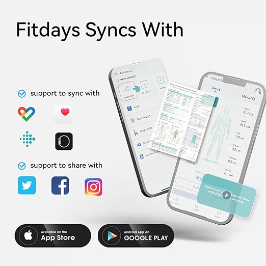 Fitdays Smart Scale for Body Weight and Fat Percentage FSA&HSA Eligible, 8-Electrode Digital Bathroom Scale with BMI, Body Fat & Muscle Mass to 28 Body Composition and Printable Body Analysis Report