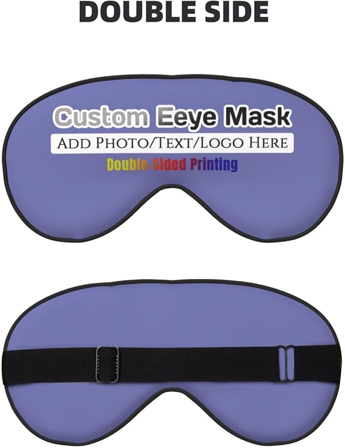 Personalized Eye Mask Add Picture Text Image Logo Custom Travel Sleeping Masks for Home Office Customized Sleep Mask for Men Women Blocks Light Adjustable Strap Violet