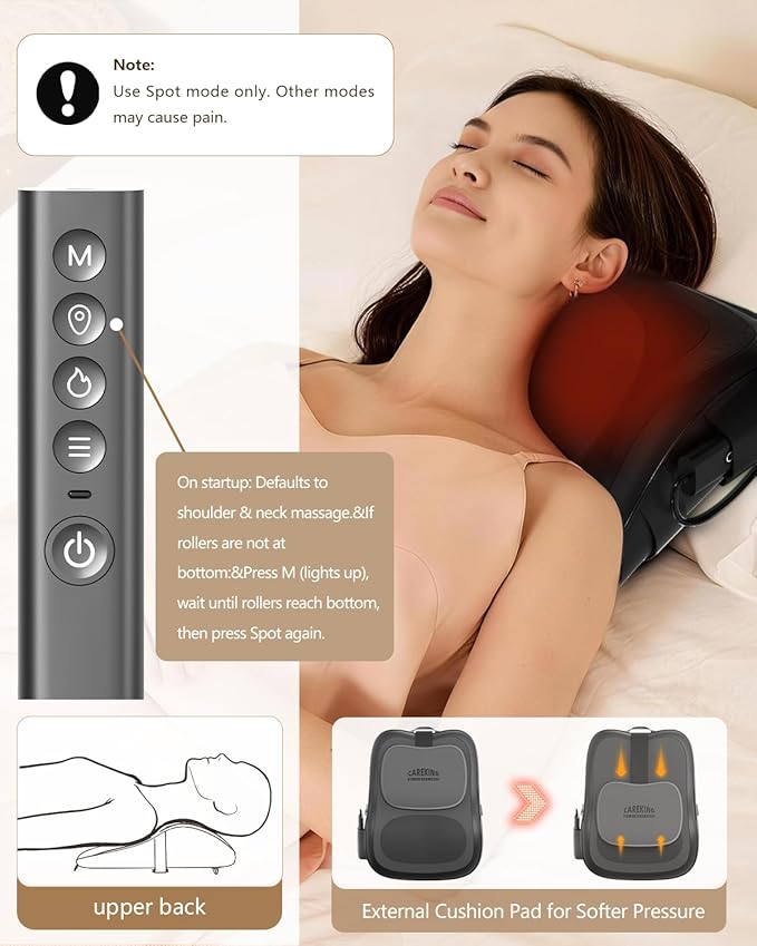 Up & Down Shiatsu Back Massage with Heat –External Adjustable Cushion Pad, 3D Kneading Massage Pillow for Lower Back, Neck, Shoulder, Leg Pain Relief Deep Tissue for Office, Chair & Home (Black)