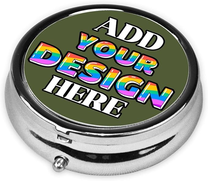 Custom Medicine Pill Organizer, Medicine Pill Box Case Container Travel Pill Holder Vitamin for Purse Med Wallet Portable Mini Pastillero Round, Army Green, Customized Gifts