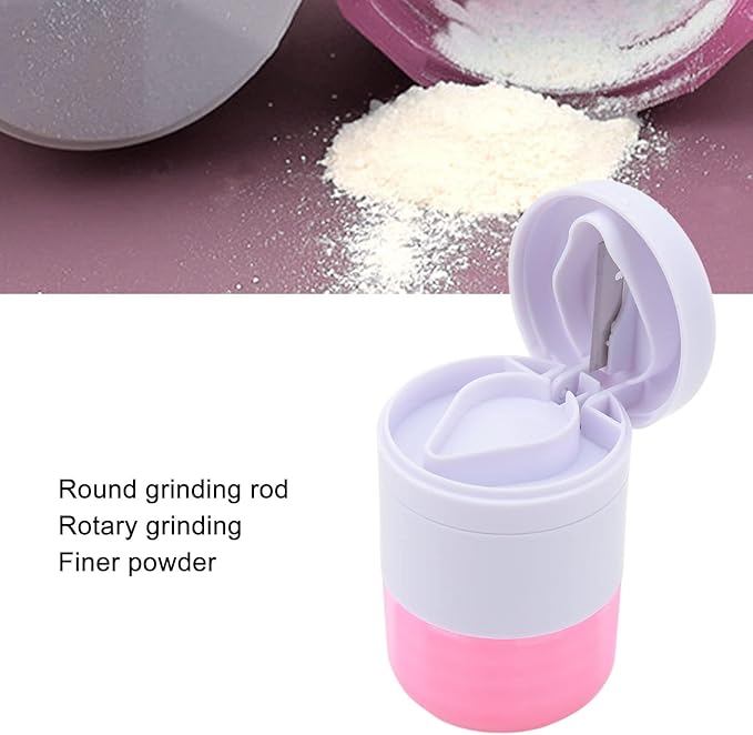 4 in 1 Tablet Crusher Cutter Splitter Grinder, Multifunctional Pill Breaker Slicer Chopper Divider, Travel Pill Cutter with Cup, 4 Layers Stainless Steel Blade Portable Drug Box Container