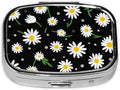 Small Pill case for Pockets & Purses Pill Box Makes 2 Compartment Travel Medicine Organizer (Daisy Flower Floral Polka Dot)