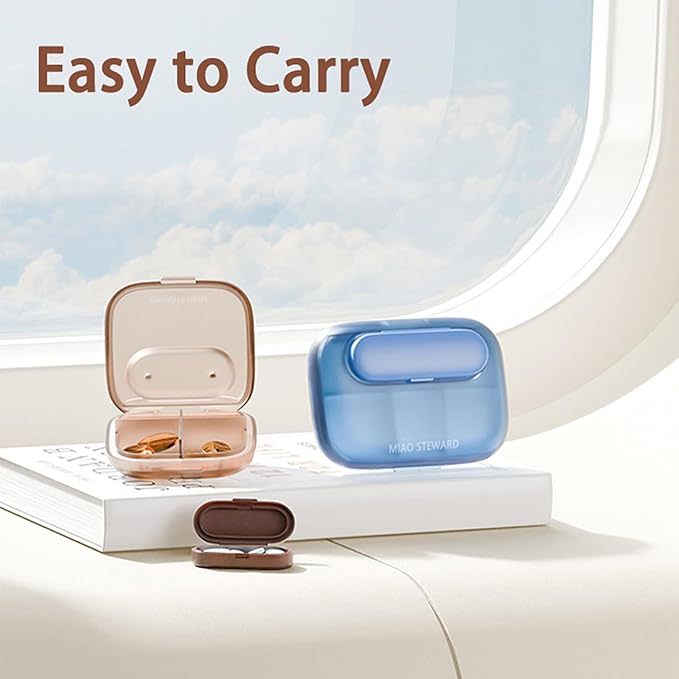 Portable Pill Organizer，Waterproof 6 grids Plus Magnetic Box，Daily Pill Organizer,Vitamin Storage Box,Used for Daily Outing to Carry Small and Lightweight Storage (Blue)