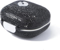 Sparkly Diamond Daily Pill Organizer 7 Compartments Portable Moisture Proof Small Pill Case for Pocket Purse Travel Pill Box Portable Medicine Vitamin Fish Oil Holder Container (Black Square)