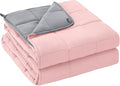 yescool Weighted Blanket for Adults (10 lbs, 48" x 72", Pink Grey) Cooling Heavy Blanket for Sleeping Perfect for 90-110 lbs, Twin Size Breathable Blanket with Premium Glass Bead, Machine Washable
