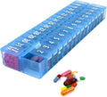 XL Monthly Pill Organizer, Once-a-Day 31-Day Medication Storage Box w/Removable Lid, Extra Compartment for Additional Pills, BPA-Free (XL Blue – 1 Count)