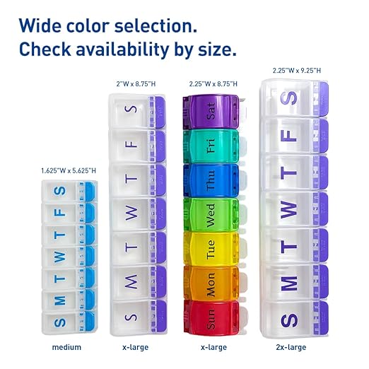 EZY DOSE Weekly (7-Day) Pill Case, Medicine Planner, Vitamin Organizer Box, Convenient and Easy to Use, Large Push-Button Compartments, Travel Friendly, Rainbow Lids, BPA Free