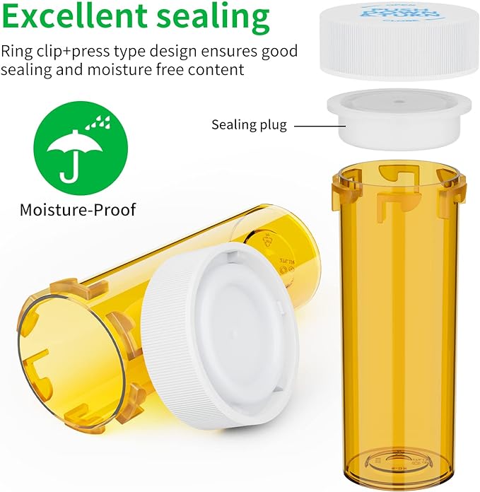 Empty Plastic Medicine Pill Bottles with Child Resistant Caps (12 Pack), 13 Dram Small Prescription Vial Medicine Containers Travel Pill Bottles Clear Pill Case Organizers