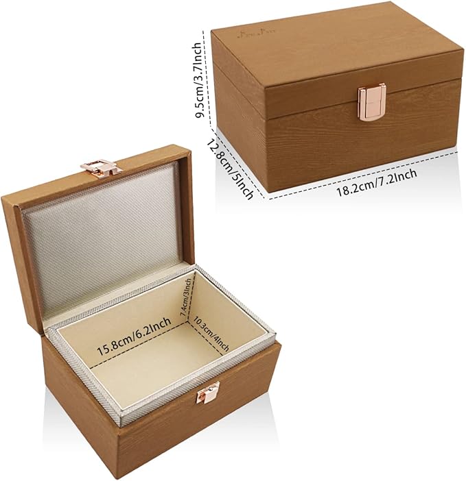 JXE JXO Faraday Box, 5.5x4.1x2.7 inches, RFID Signal Blocking Storage Box, Car Key Fob Protector, Modern Style, Imitation Wood, 1.3 lbs
