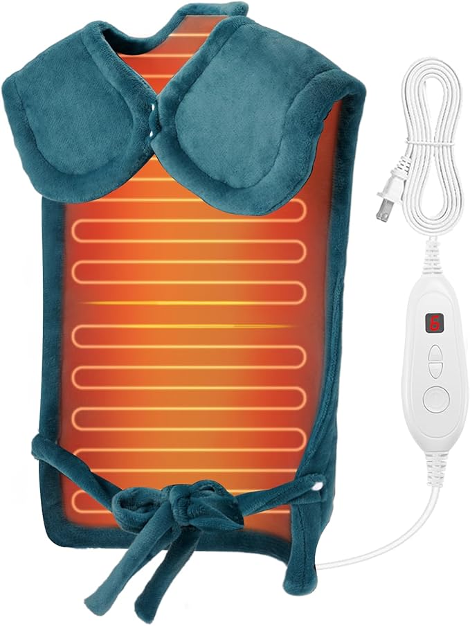 DAILYLIFE Heating Pad for Neck and Shoulders and Back, Electric Heating Pad for Back Pain Relife, 6 Heating Settings, UL Certified with Overheating Protection and Machine Washable, 26"x35", Dark Green