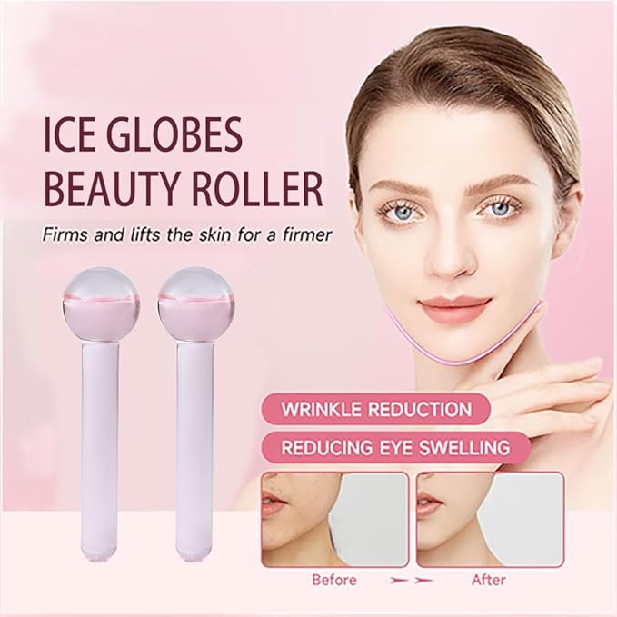 SportEmblema Ice Globes for Face & Eyes,Facials Cold Roller Cooling Globes for Skin Tightening & Anti-Aging Reusable Ice Facial Roller for Reduction of Puffiness & Wrinkles Dark Circles,Headaches-Blue