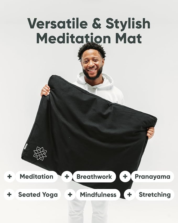 Mindful & Modern Zabuton Meditation Mat - Cotton Filled Yoga and Meditation Pad - Zabuton Meditation Cushion for Kneeling and Sitting Support - Large Rectangular Sitting Floor Pillow for Bench or Zafu