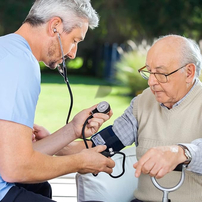 Dixie Ems Deluxe Aneroid Sphygmomanometer Blood Pressure Set W/Adult Cuff, Carrying Case and Calibration Tool - Navy