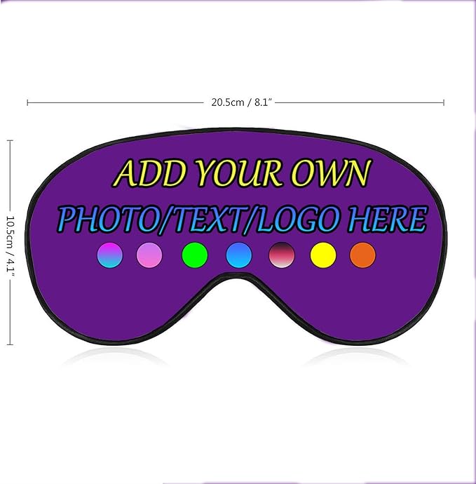 Personalized Eye Mask, Custom Eyeshade Blindfold Add Your Design Image Text Customized Eye Cover with Adjustable Strap for Sleeping Travel Work Naps Blocks Light, Purple