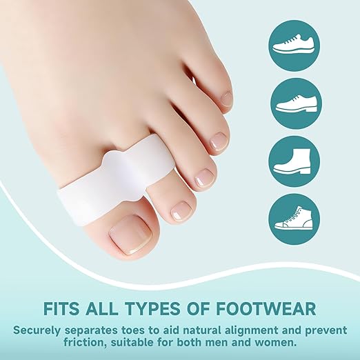 12 Pcs Bunion Corrector, Toe Separators for Women & Men with 2 Loops, Bunion Corrector for Women Big Toe, for Bunions and Overlap (White)