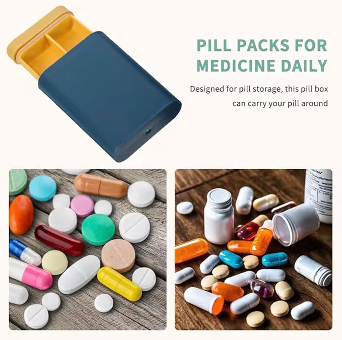 Travel Pill Organizer Case – 3 or 6 Compartment Pill Box, Portable Vitamin Organizer, Small Daily Medicine Container, Pocket Size Leakproof Case for Supplements, Jewelry, Vitamins & Travel (Pink)