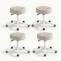 Small Rolling Stool with Wheels, PU Leather Height Adjustable Vanity Work Task Stool, 360 Swivel, Padded Seat Cushion,for Salon, Home, Office