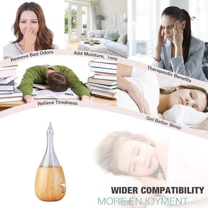 Lychee Essential Oil Diffuser Humidifiers, 7 Colors Light Setting, Quiet Diffuser, Small Aromatherapy Diffuser with Wood Grain Base for Home Bedroom Office Yoga Nice Gift