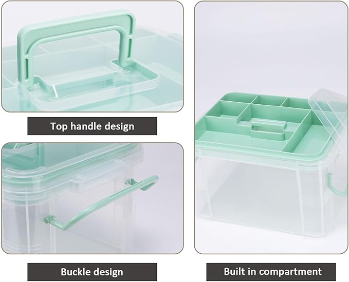 Clear Medicine Organizer Storage Box with Tray and Handle,Plastic First Aid Box with Weekly (7-Day) Daily Pill Case,College Medicine Kit for Dorm,Medication Storage Containers