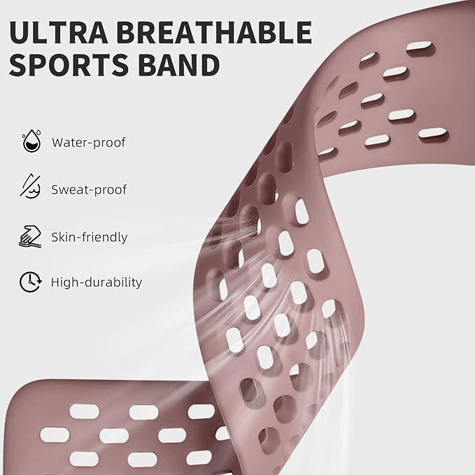 Getino Compatible with Fitbit Charge 5 Bands/Charge 6 Bands Women Men, Soft Breathable Replacement Sport Strap Adjustable Wristbands for Fitbit Charge 5/ Charge 6 Advanced Fitness Tracker, Dusty Pink