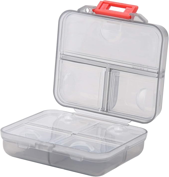 AYNEFY 7 Grids Weekly Travel Box,Portable Travel Vitamin Fish Oil Organizer Pocket Case Container Box(Grey)