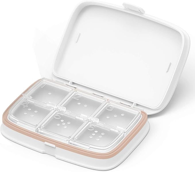 Slim Pill Case - Portable Pill Organizer with Removable Compartments - Leakproof Pill Holder for Daily Medication