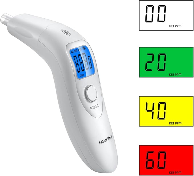 Breath Ketosis Meter - Professional Ketone Breath Analyzer Home Ketone Monitors Breath Meter Digital Ketosis Breath Tester with 10 Washable Mouthpieces - Achieve Your Ketosis Goals