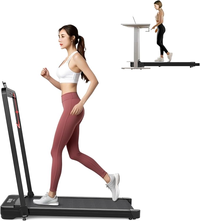 Walking Pad Treadmill, Remote Control Treadmills for Home Small,Portable Under Desk Treadmill, Running Machine with LED Display,Silver & White