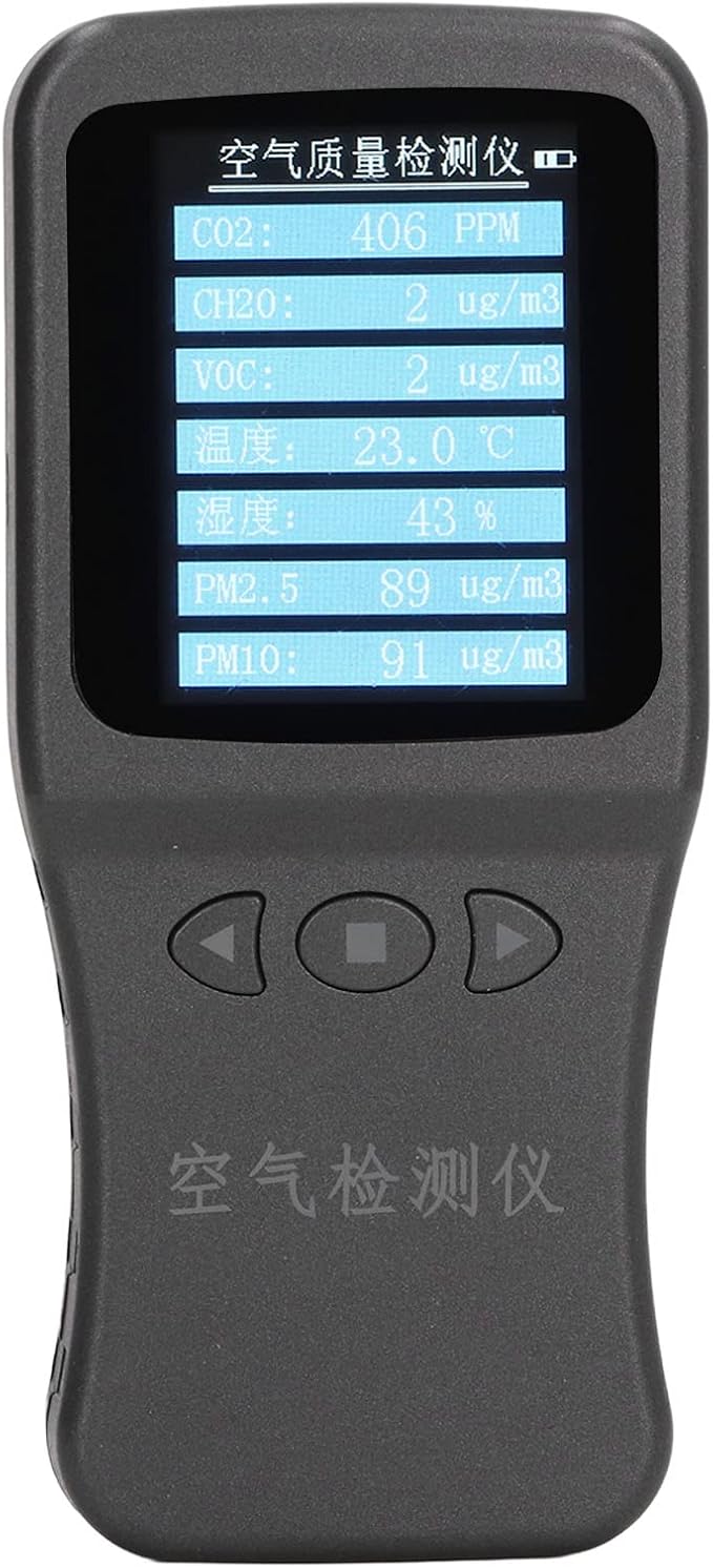 7 in 1 Air Quality Monitor, Portable PM2.5 PM10 VOC CH2O CO2 Temperature and Humidity Detector with 3.7V Rear Bracket