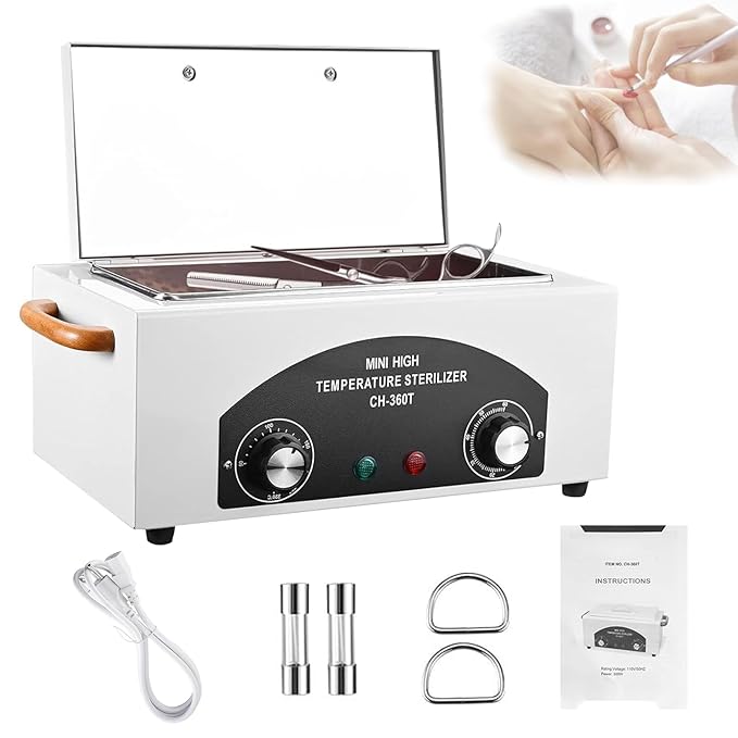 High Temperature Sterilizer Autoclave Machine,110V 300W 1.5L ，Nail Tool Sterilizer with Timer for Sundry Beauty Hair Nail Metal Tools，Metal Tool Cleaner Machine