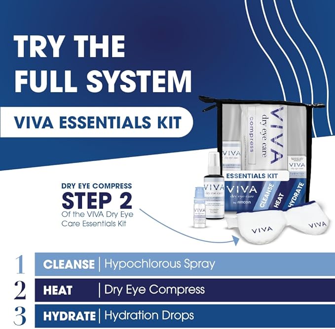 Viva Mask | Moist Heat Dry Eye Care Compress in Retail Box | Microwave Activated | Dry Eye Irritation Relief | Reusable, Non-allergenic, Washable | White
