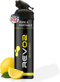 REV/O2 Oxygen Can | 98% Pure Portable Oxygen for Recovery, Immunity & Hiking | 10L Canister with Leak-Proof Mouthpiece & Trigger Lock | Natural Citrus Boost for Breathing, Energy & Wellness - Lemon