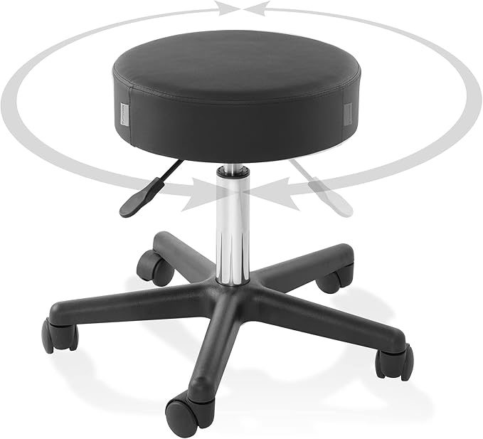 Saloniture Rolling Hydraulic Salon Stool - Adjustable Swivel Chair for Spa, Shop, Salon, Massage, Medical, Work or Office