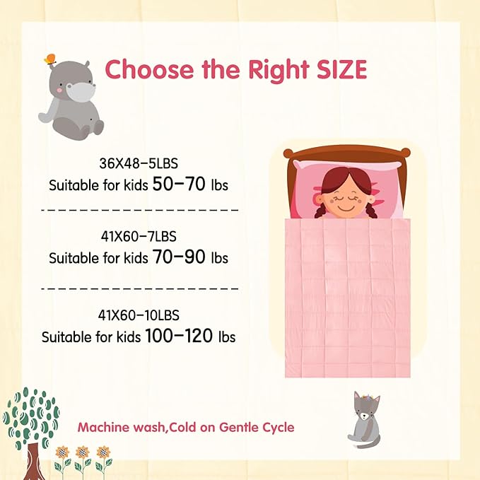 yescool Weighted Blanket (10 lbs, 41" x 60", Pink Grey) Cooling Heavy Blanket for Sleeping Perfect for 90-110 lbs, Breathable Blanket with Premium Glass Bead, Machine Washable