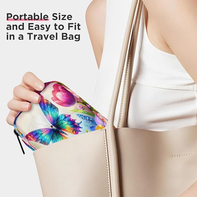 Butterfly Color Flower Pill Case Travel Pill Organizer Weekly 7 Day Portable with Zipper Medicine Box Pill Case for Vitamins, Birth Control,Fish Oils,Medication, Supplements
