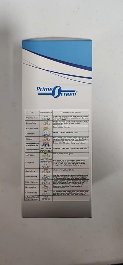Prime Screen 12 Panel Multi Drug Urine Drug Test Card (AMP,BAR,BZO,COC,mAMP,MDMA,MOP/OPI 300,MTD,OXY,PCP,TCA,THC) - WDOA-7125 [100 Pack]