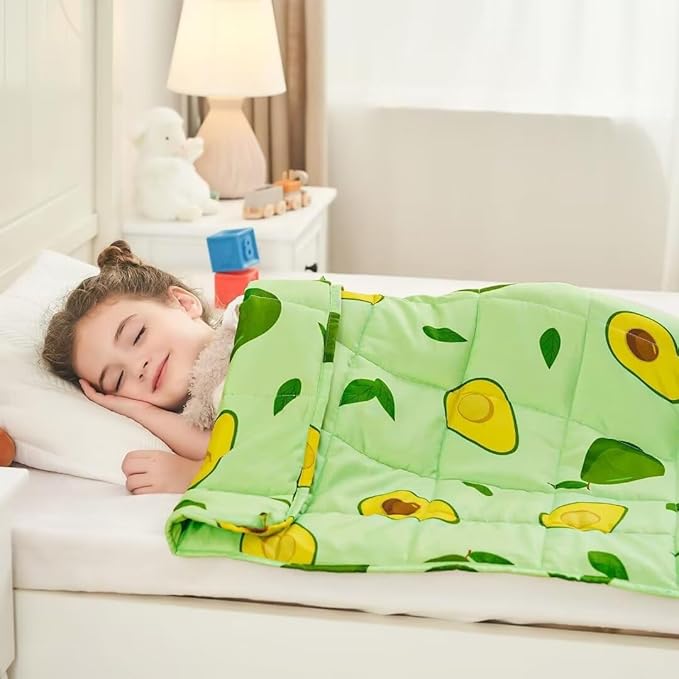 yescool Weighted Blanket 3 Pounds Cooling Weighted Lap Blanket, Green Avocados Heavy Blanket for Sleeping, Breathable Weighted Throw Blanket Gifts for 20-40lbs,36"x48"