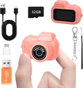 Mini Keychain Camera, FHD 1080p 8MP Mini Digital Camera with 32GB SD Card, 8 Creative Filters, 0.96" HD Display, 100 Mins Battery Life for Travel Recording Birthday Gifts (Retro, Pink)