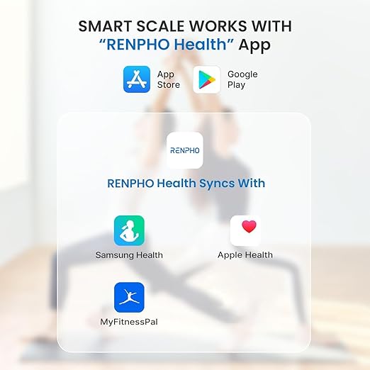 RENPHO Smart Scale for Body Weight, Type-C Rechargeable Digital Bathroom Scale, Electronic 13 Body Composition Monitor with Smartphone App, 400 lbs, Black, Elis 1 (11 inch)