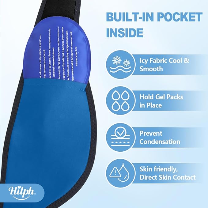 Hilph Face Ice Pack Wisdom Teech Ice Pack Head Wrap for Facial Oral Surgery Pain Relief for TMJ, Jaw Ice Wrap with 4 Hot Cold Gel Packs Reusable for Tooth Extraction & Teeth Removed, Tonsil Blue