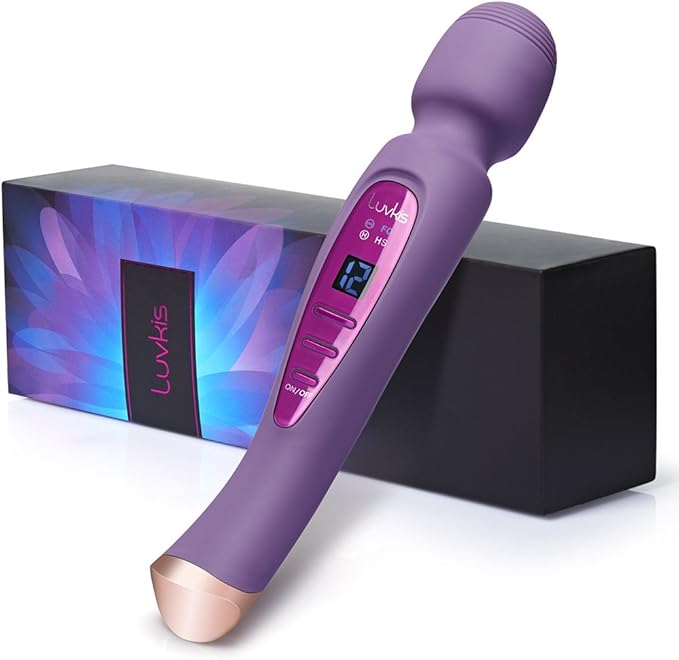 Cordless Wand Massager 12 Speed Magnetic Rechargeable Strong Power Toy with LED Indicator Luvkis Waterproof Power Wand for Muscle Aches & Sport Recovery-Grape Purple…
