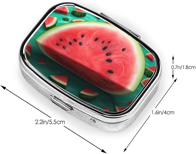 Pill Case Rectangle Pill Box 3 Compartment Pill Organizer Dream Watermelon Small Pill Case Waterproof Medicine Organizer Box for Travel Pill Containers Vitamin Organizer for Medication Planner