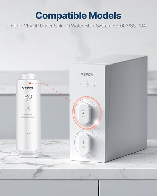 VEVOR Reverse Osmosis Filter, 10-Layers RO Water Filter Replacement, Compatible with SS-003 600 GPD Under Sink Water Filter, 24 Months Reverse Osmosis Filter Cartridge, Reduces Lead, Chlorine, Rust